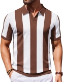 COOFANDY Mens Knit Shirts Vintage Short Sleeve Polo Collar Shirts Business Summe
