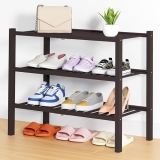 Smiry Shoe Rack, 3 Tier Thick Bamboo Shoe Organizer