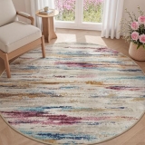 tchdio Round Rug 5FT Colorful Modern Abstract Circle Rug for Bedroom Non Slip So