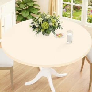 Smiry Round Spandex Tablecloth, Elastic Fitted Washable Tablecloths for 36″-44″