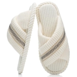 GOEWY House Slippers for Women Fuzzy Womens Slippers Indoor Outdoor Open Toe Wit