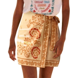 Talakeno Womens Summer Floral Wrap Short Skirt Tie Side High Waist A Line Beach