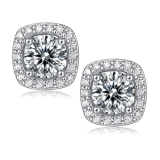 Ve Celestelle Moissanite Square Halo Stud Earrings 0.5-2CT D Color VVS1 Clarity