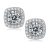 Ve Celestelle Moissanite Square Halo Stud Earrings 0.5-2CT D Color VVS1 Clarity