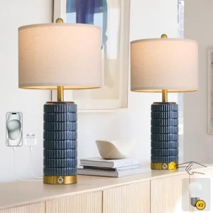 PoKat Touch Bedside Table Lamps with USB Ports for Bedroom