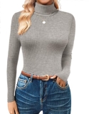 GKBK Womens Turtleneck Long Sleeve Tops Ribbed Basic Tshirts Thermal Underwear W