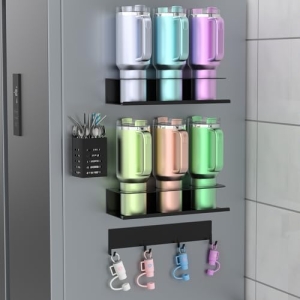 POLRAI 4 Pack Magnetic Cup Holder for Refrigerator