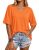 YUCOLEN Oversized Tshirts for Women Cotton Loose Fit Tees Orange L