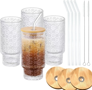 Vintage Glass Cups, 4 ct