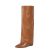 Modatope Brown Slouchy Shark Boots for Women Fold Over Knee High Boots Wedge Hee