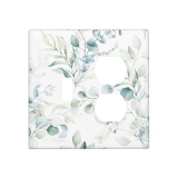 Xuejiaku Decorative Switch Cover White Eucalyptus Leaf 2 Gang Light Switch Plate