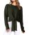 Okiwam Women’s Long Sleeve Cropped Sweaters Casual Knit Pullover Tie Front Crew
