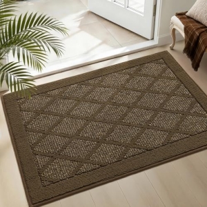 COSY HOMEER Non-Slip Door Mat 24″x36″,Entryway Rugs Low Profile,Dark Brown