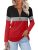 TICTICMISS Women’s Long Sleeve Shirts Zipper Color Block V Neck Tunic Tops Casua