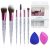 Unfovi 6-Piece Makeup Brush Set with 2 Beauty Sponges & Bling Crystal Handle