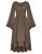 Women Renaissance Costume Split Bell Sleeve Double Layered High Low Dress Brown