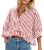 Cicy Bell Womens Cropped Striped Button Down Shirts Ruffle 3/4 Length Sleeve Sum