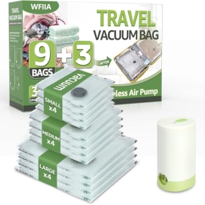 12 Packs Vacuum Bags for Travel with Rechargeable air Pump