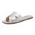 Rihero Women’s Dressy Flat Sandals Comfortable Slip On Leather Slide Silver Sand
