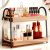 Xumilas 2-Tier Bathroom Countertop Organizer with 8 Hooks -Wooden Perfume & Make