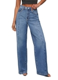 Sidefeel Women’s Wide Leg Jeans High Waisted Stretchy Front Seam Denim Pants Siz