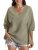 EasyGala Womens Cotton V Neck Sweatshirt 3/4 Sleeve Slouchy Fit Going Out Tops T