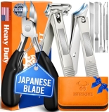 8-in-1 Heavy Duty Toenail & Fingernail Clippers for Seniors Men with Thick & Ing