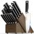 Astercook Knife Set, Kitchen Knives Set with Block and Sharpener Full Tang 17 Pc