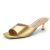 Athlefit Gold Kitten Heels for Women Square Open Toe Low Heels Slip On Comfortab