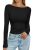 PRETTYGARDEN Long Sleeve Shirts for Women 2026 Fall Boat Neck Ribbed Knit Ruched