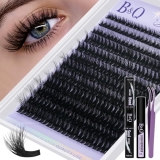 B&Q Fluffy Lash Clusters Kit Feath5D Flora Wispy Lashes Clusters Wide Band Full