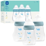 MAM 6oz Premium Glass Wide Neck Baby Bottle with Slow Flow Breastfeeding-Like Si