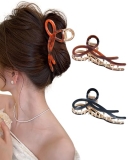 ACECHA 2 Pack Gold Metal Bow Hair Claw Clips for Women