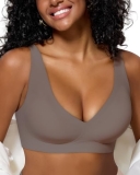 As Fairy Womens Deep V Wireless Comfortable Bra Support Lift No Underwire Plunge