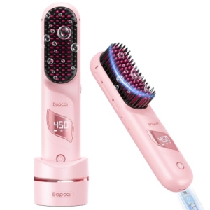 Cordless Hair Straightener Brush with Charging Dock