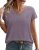WIHOLL Sweaters for Women V Neck Short Sleeve Purple Sweaters Trendy Cute Fall O