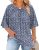 LOMON Plus Size Teacher Outfits for Women 3/4 Sleeve Crewneck Tops Elegant Flowe