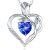 JACUPO 1.2 Carat Rose Heart Necklace Lab-Created Sapphire Necklace Royal Blue Se