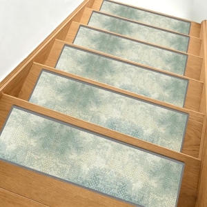 Non Slip Stair Treads for Wooden Steps, 15 Pack 8″x30″ Washable Carpet
