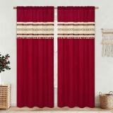 FRAMICS Linen Curtains for Living Room Farmhouse Curtains for Bedroom Red Window