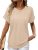 Waffle Knit Tops for Women Short Sleeve T Shirts Loose Fit Spring Outfits 2026 S