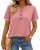 rosemia Henley Shirts for Women Short Sleeve Dressy Casual Blouses Summer V Neck