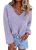 KIRUNDO Sweaters for Women Fall 2026 Oversized V Neck Cozy Cute Casual Long Slee