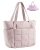 U+U Puffer Tote Bag for Women, Quilted Work Handbag with Compartments