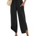 GRAPENT Black Linen Pants Plus Size Pants for Women Summer Outfits Vacation Outf