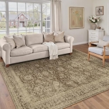 PureCozy Brown 5×7 Area Rug Non Slip Vintage Living Room Distressed Machine Wash