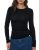 C202 Long Sleeve Shirts for Women Crew Neck Going Out Tops Fall Basic Tee Trendy