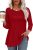 rosemia Womens Tops 3/4 Length Sleeve Blouses Dressy Casual Pleated Front T Shir