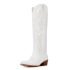 Cowboy Boots Women Knee High Cowgirl Boots Pull On Western Boots,White,7