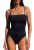 SUUKSESS Women Sexy One Piece Swimsuit Tummy Control Square Neck Bathing Suit Re